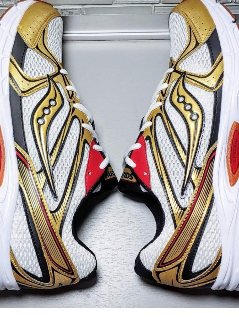 Saucony White, Gold & Red Performance Running Shoes